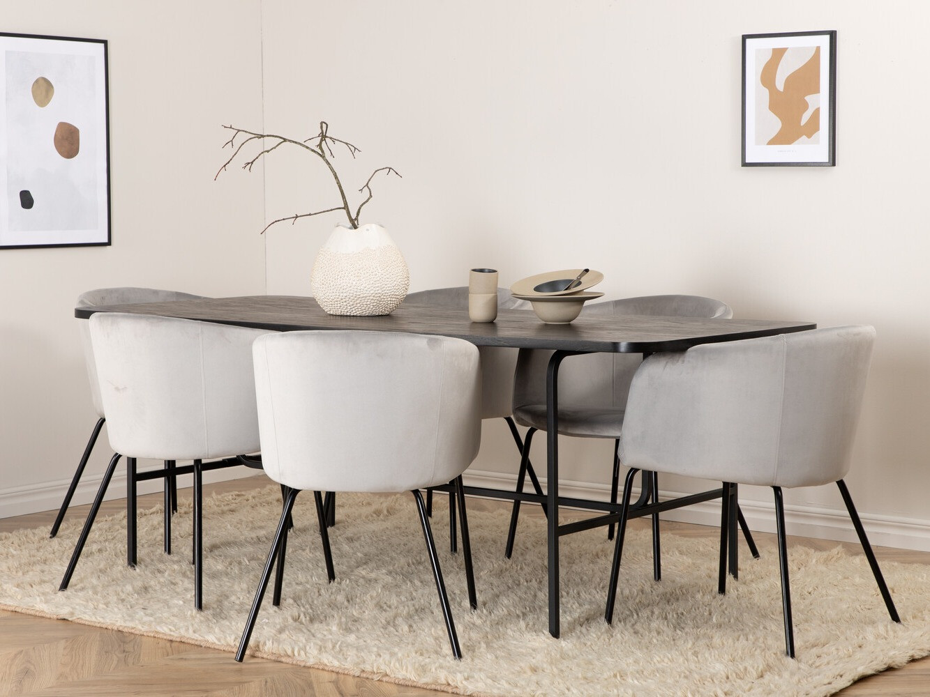 Conjunto de mesas y sillas para comedor Dallas 2794 (Gris + Negro)