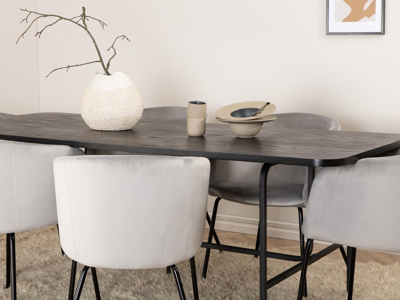 Conjunto de mesas y sillas para comedor Dallas 2794 (Gris + Negro)