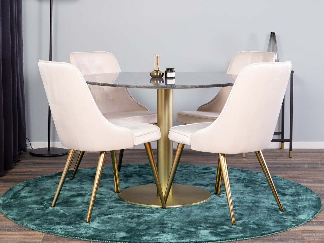 Conjunto de mesas y sillas para comedor Dallas 370 (Beige + Latón)