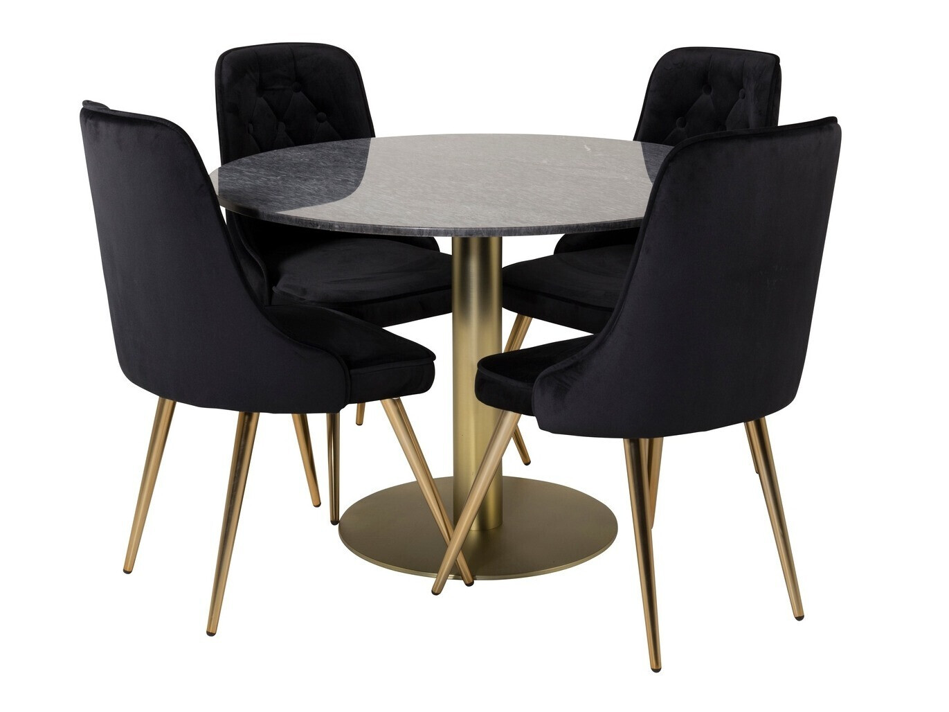 Conjunto de mesas y sillas para comedor Dallas 370 (Negro + Dorado)