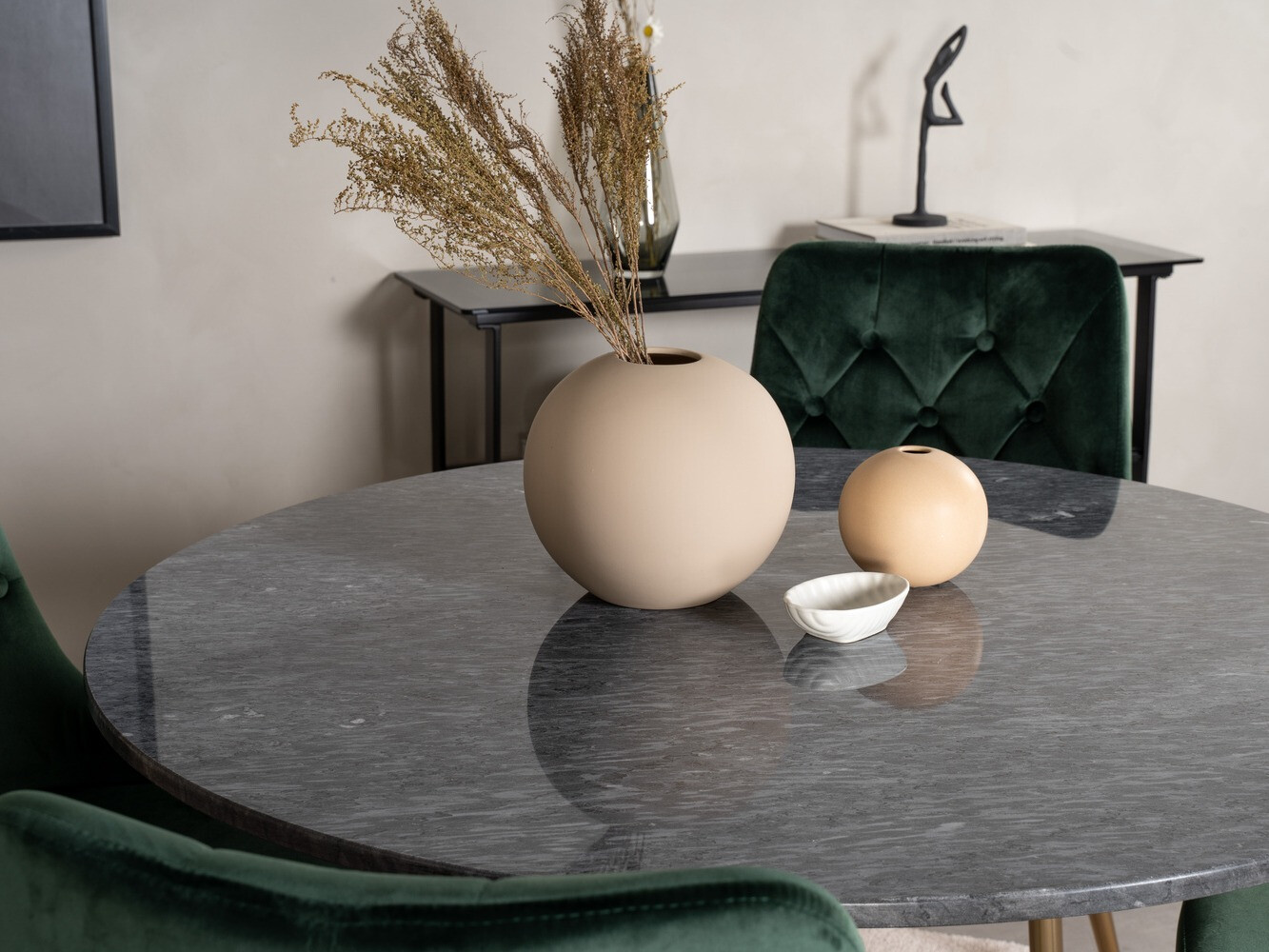 Conjunto de mesas y sillas para comedor Dallas 370 (Verde + Dorado)