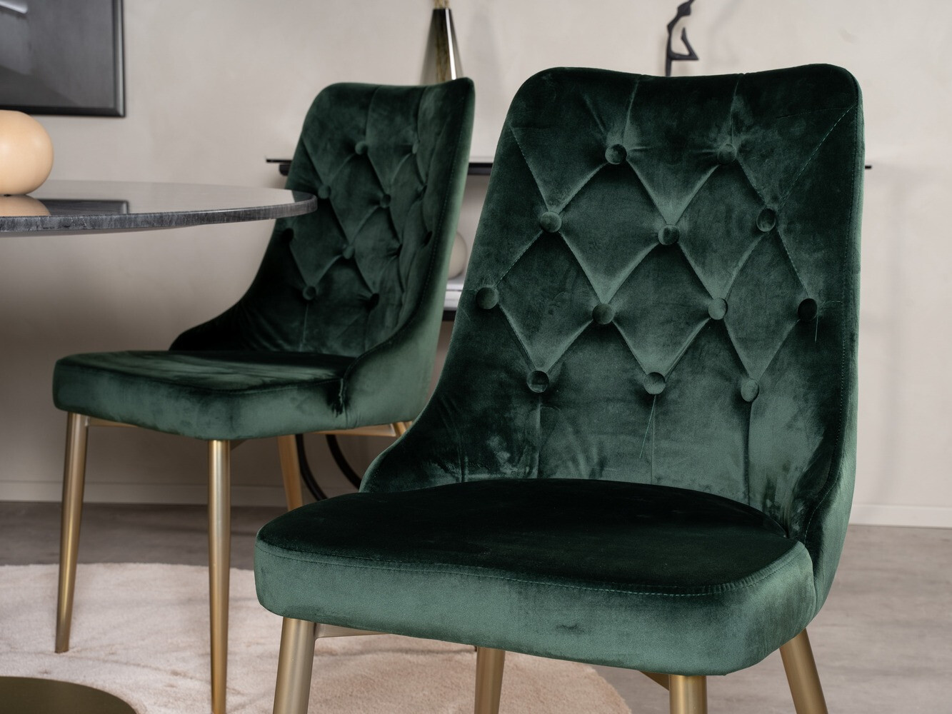 Conjunto de mesas y sillas para comedor Dallas 370 (Verde + Dorado)