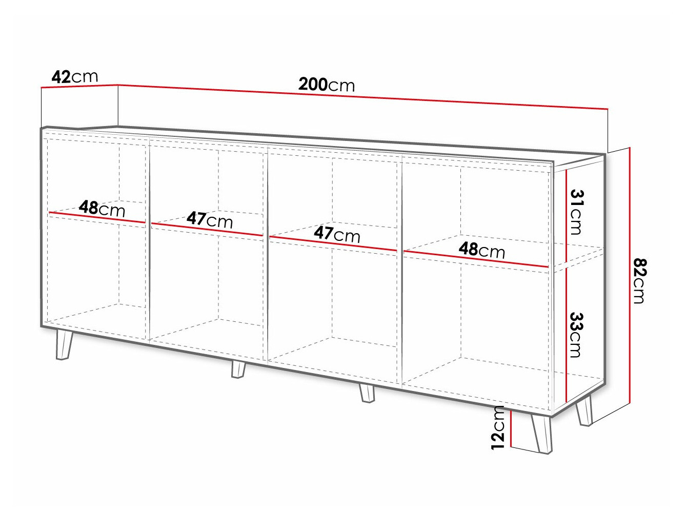 Aparador Charlotte 175 (Negro)