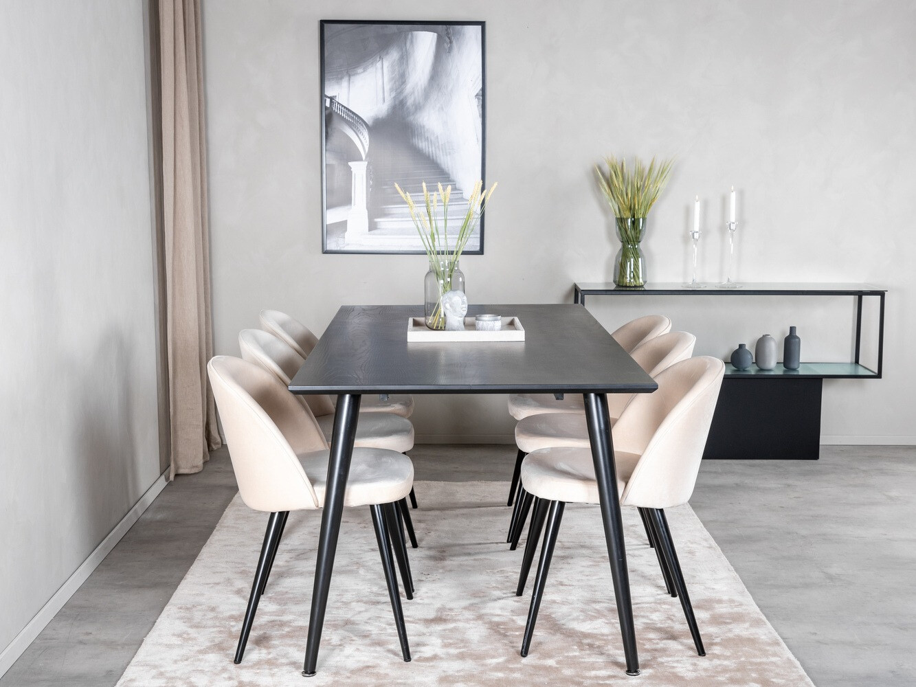 Conjunto de mesas y sillas para comedor Dallas 1335 (Beige + Negro)