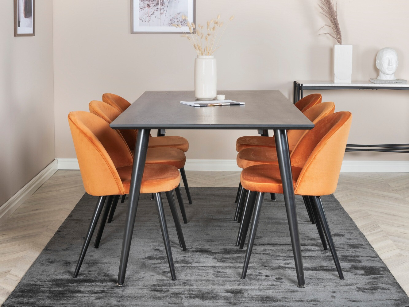 Conjunto de mesas y sillas para comedor Dallas 1335 (Naranja + Negro)
