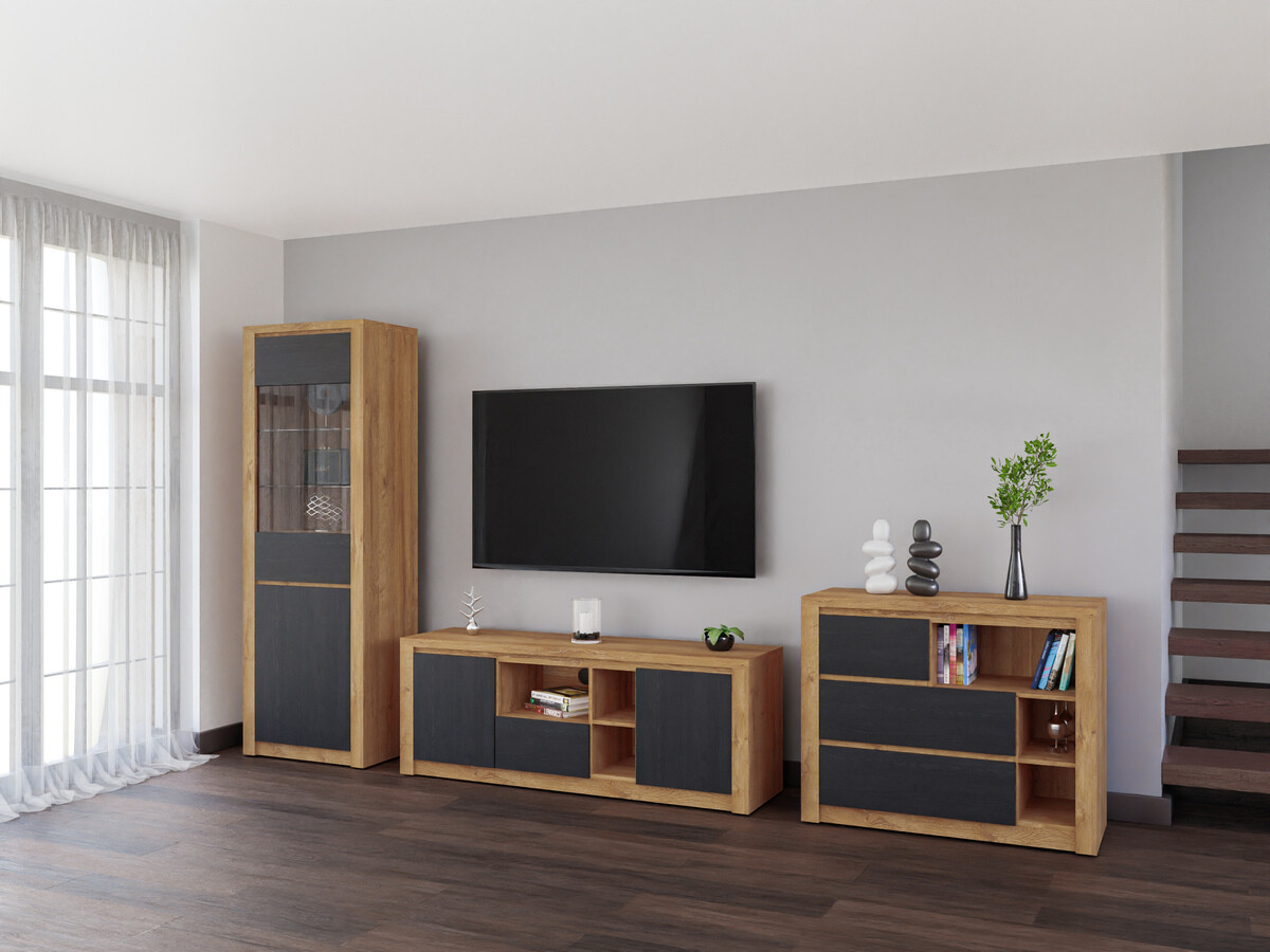 Conjunto de salón Boston 650 (Roble negro + Roble)