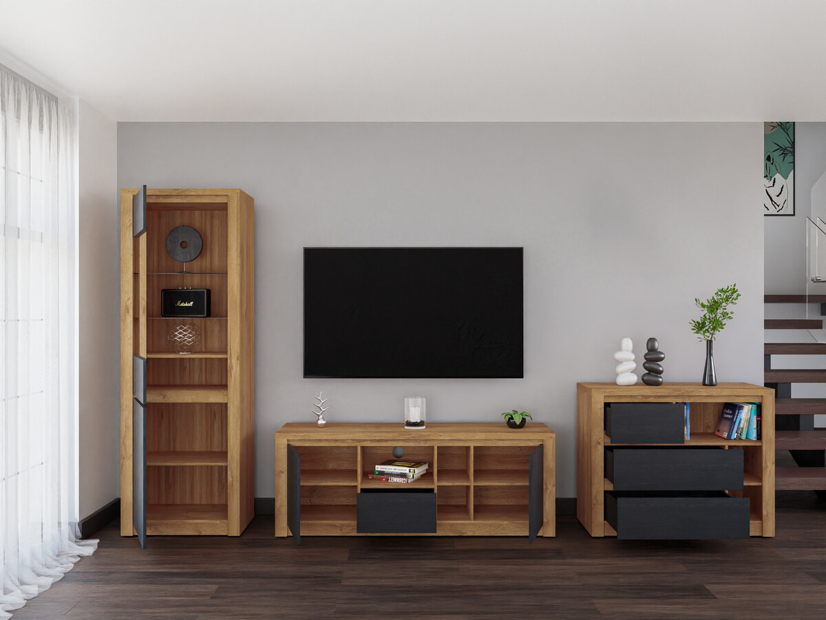 Conjunto de salón Boston 650 (Roble negro + Roble)