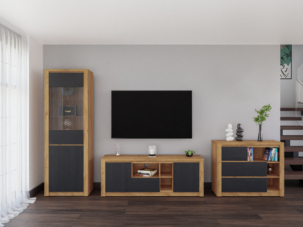 Conjunto de salón Boston 650 (Roble negro + Roble)