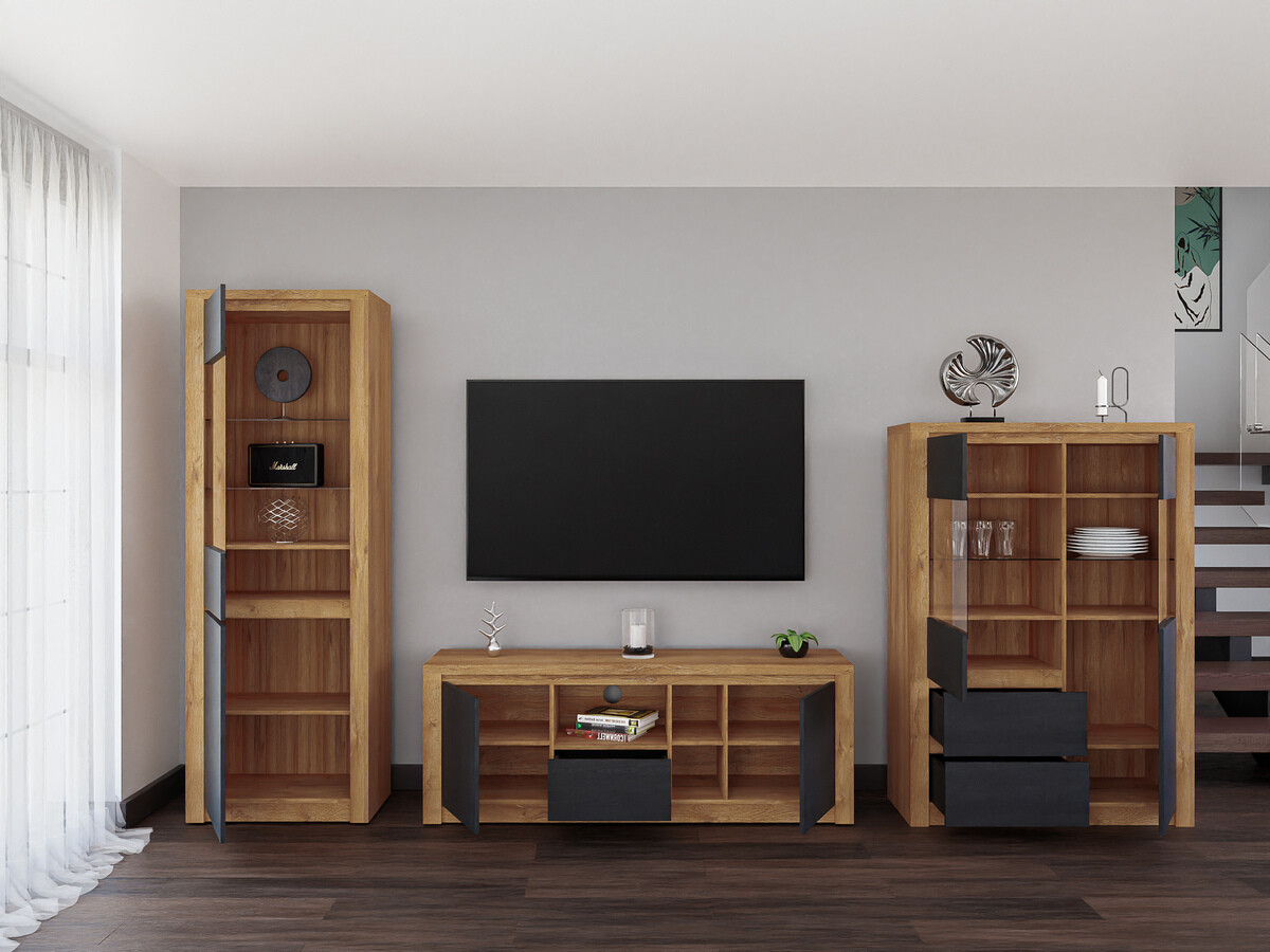 Conjunto de salón Boston 651 (Roble negro + Roble)