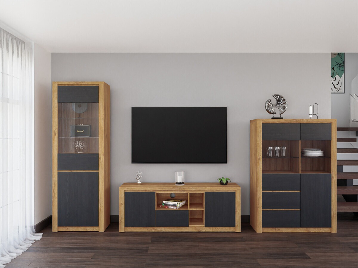 Conjunto de salón Boston 651 (Roble negro + Roble)