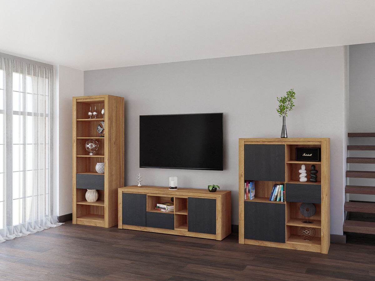 Conjunto de salón Boston 652 (Roble negro + Roble)