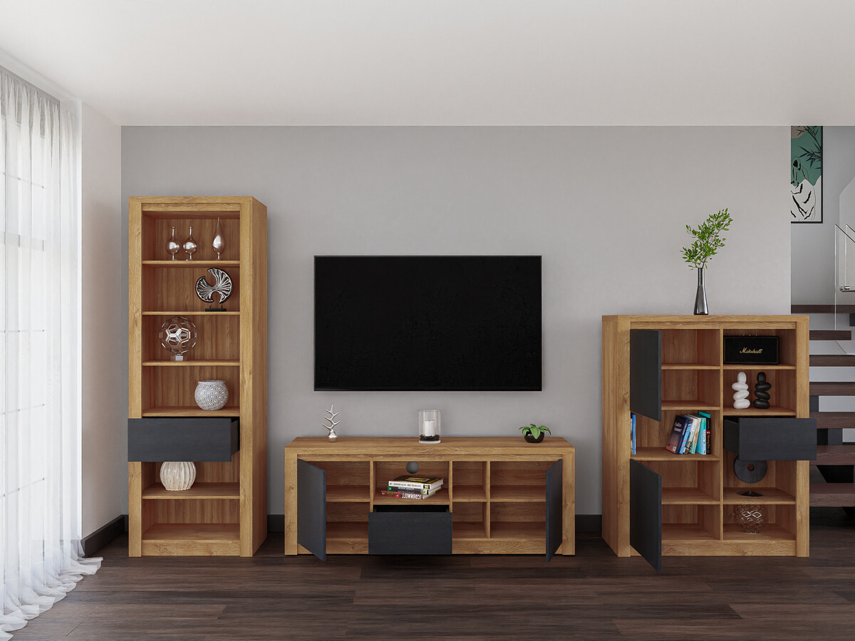 Conjunto de salón Boston 652 (Roble negro + Roble)