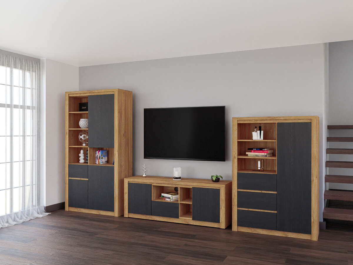 Estantería Boston 637 (Roble + Roble negro)