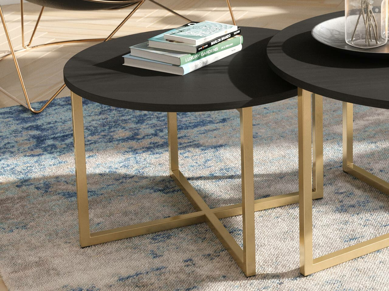 Mesa de centro Providence R102 (Roble negro + Dorado)