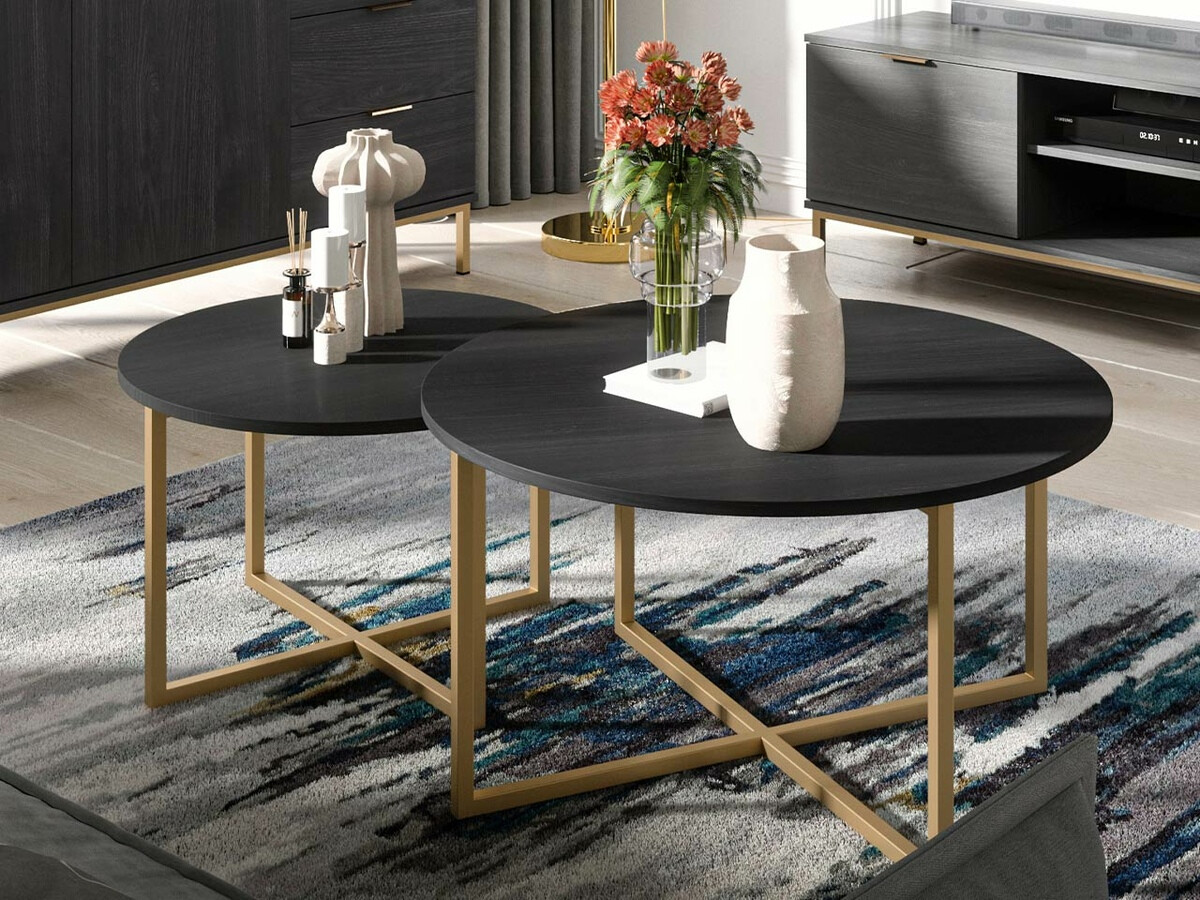 Mesa de centro Providence R102 (Roble negro + Dorado)