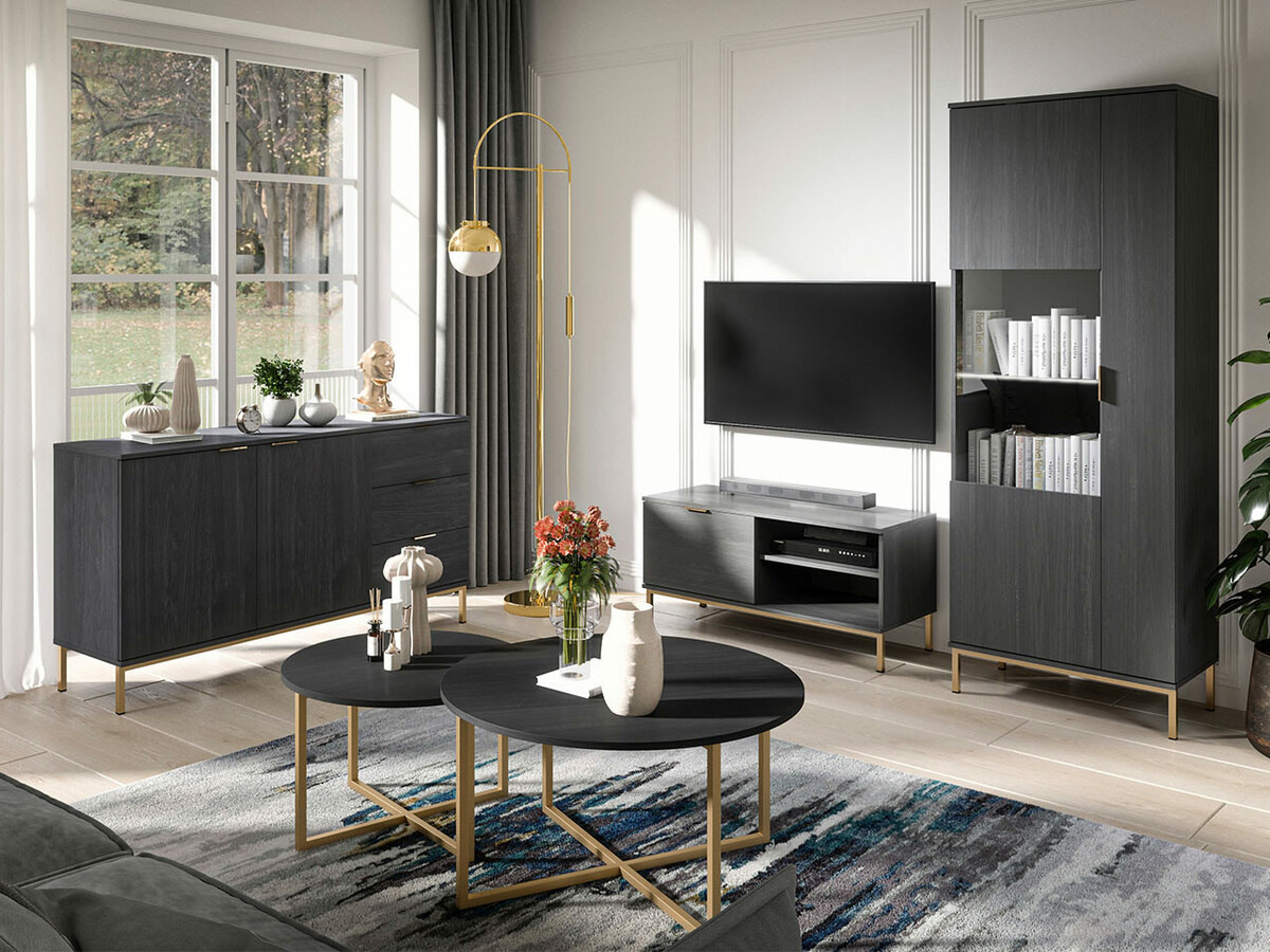 Mesa de centro Providence R102 (Roble negro + Dorado)