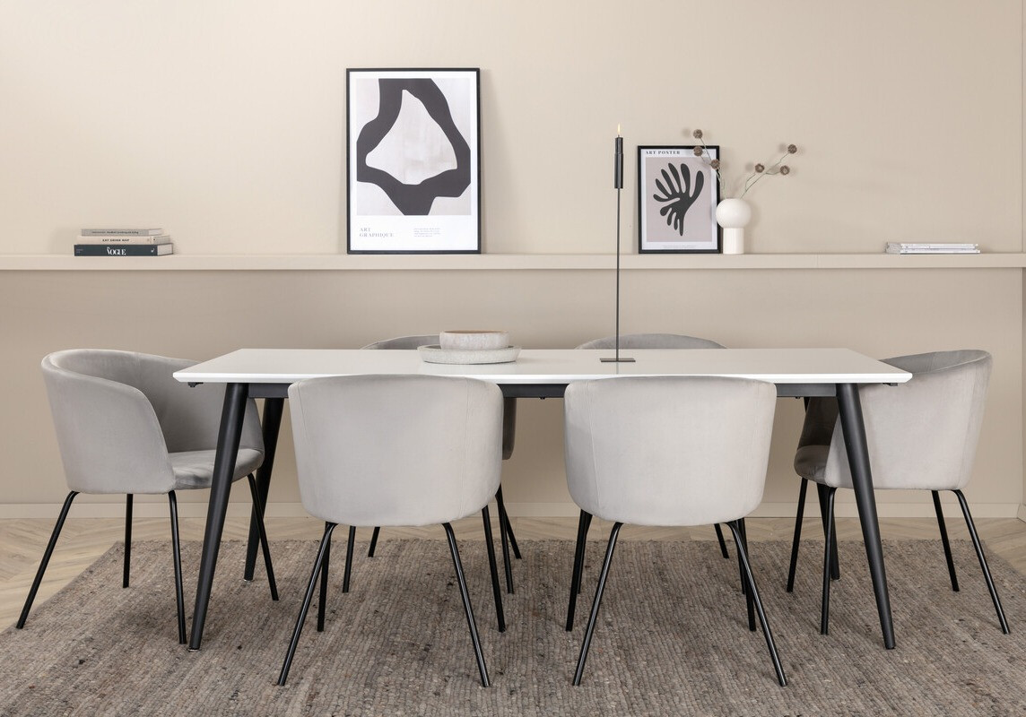 Conjunto de comedor Dallas 3298 (Gris claro + Negro)