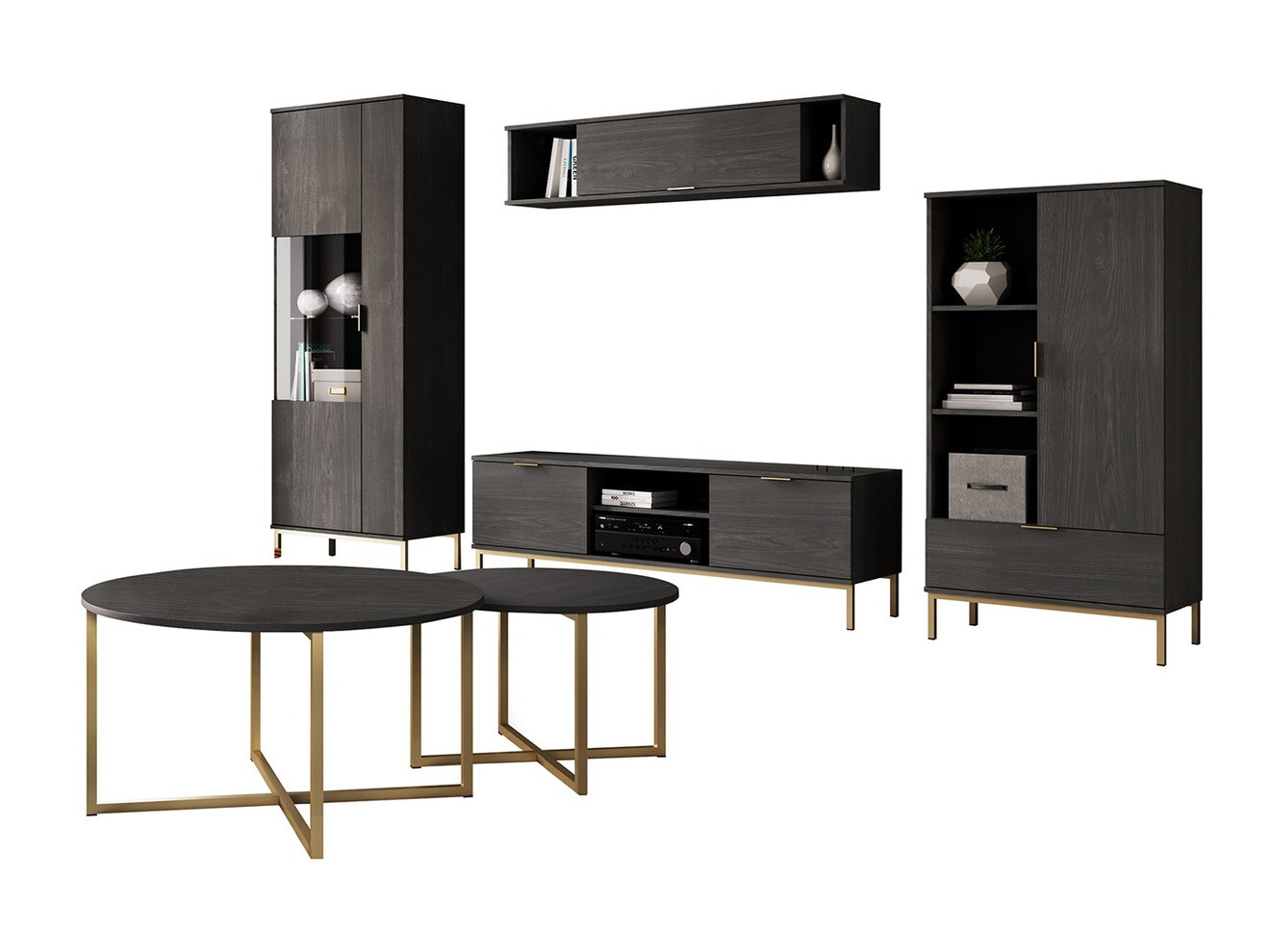 Conjunto de salón Providence R110 (Roble negro + Dorado)