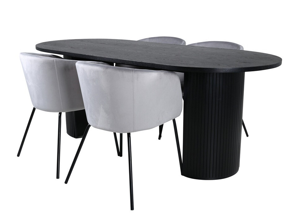 Conjunto de comedor Dallas 3313 (Negro + Gris claro)