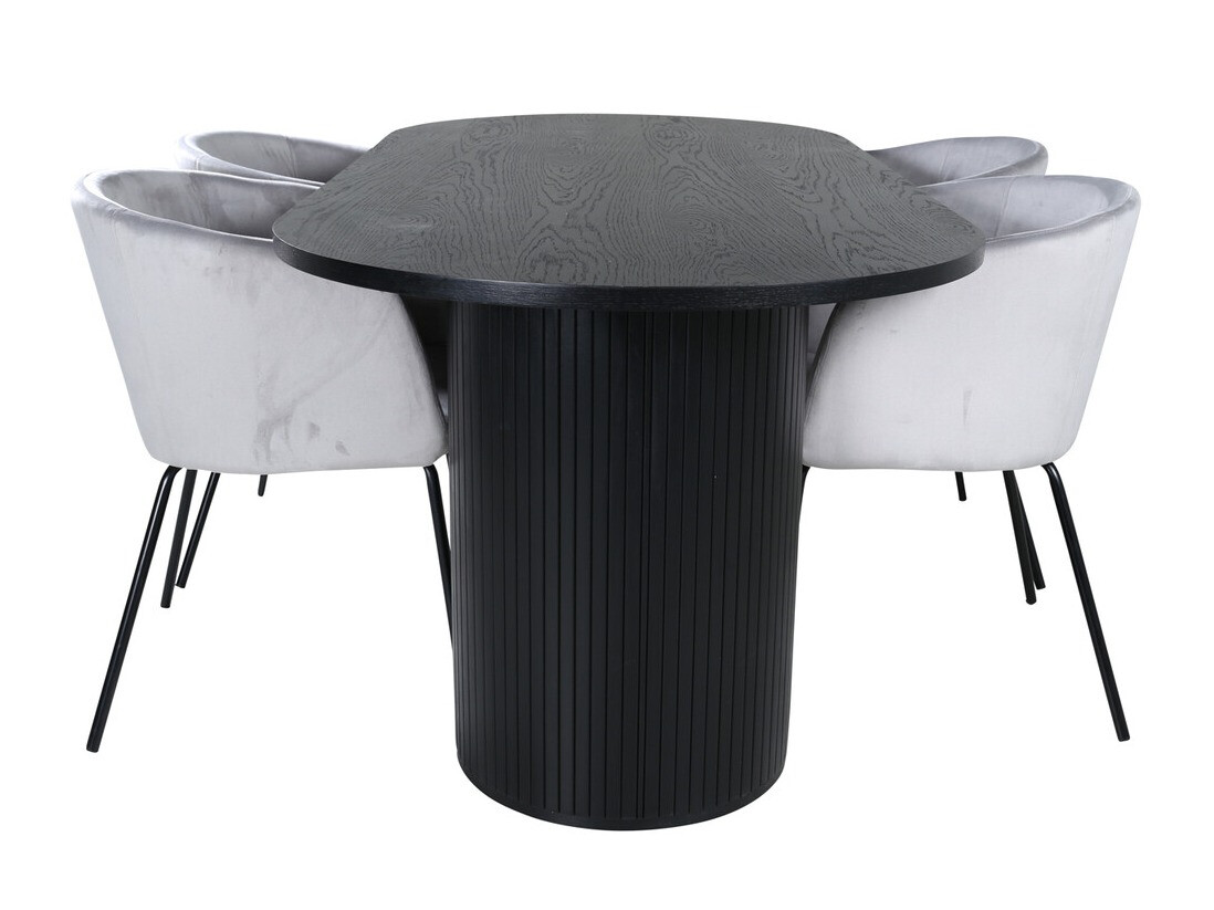 Conjunto de comedor Dallas 3313 (Negro + Gris claro)