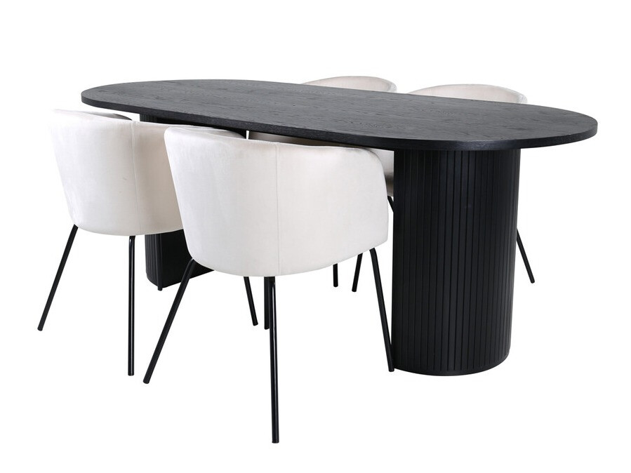 Conjunto de mesas y sillas para comedor Dallas 3313 (Negro + Beige)