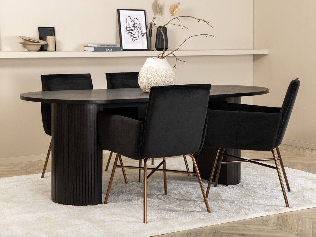 Conjunto de mesas y sillas para comedor Dallas 3315 (Negro + Cobre)