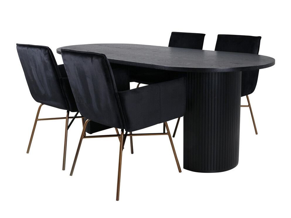 Conjunto de mesas y sillas para comedor Dallas 3315 (Negro + Cobre)