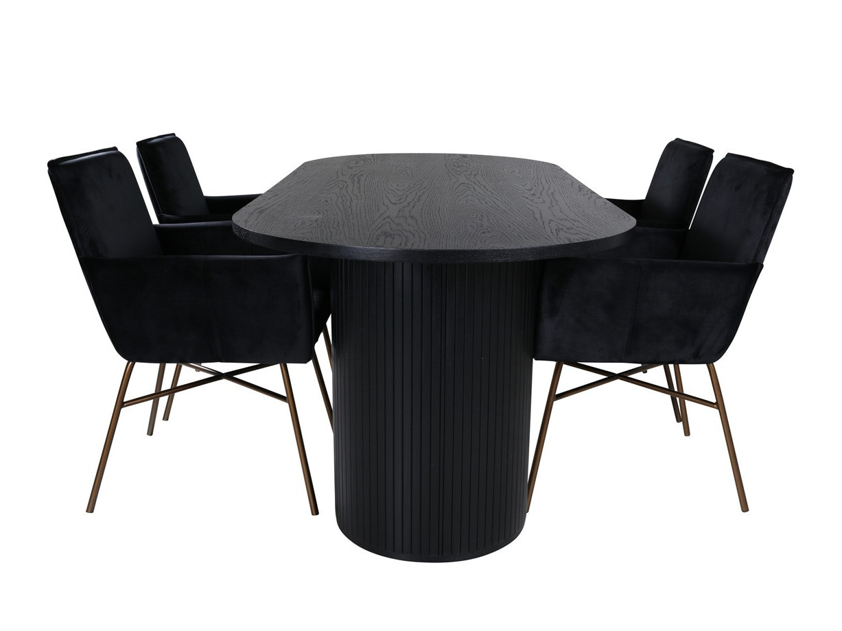 Conjunto de mesas y sillas para comedor Dallas 3315 (Negro + Cobre)