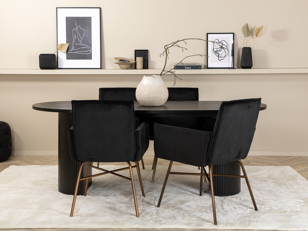 Conjunto de mesas y sillas para comedor Dallas 3315 (Negro + Cobre)