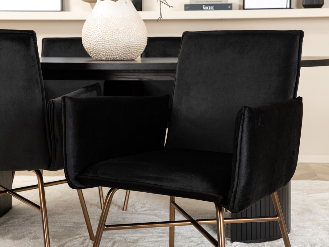 Conjunto de mesas y sillas para comedor Dallas 3315 (Negro + Cobre)