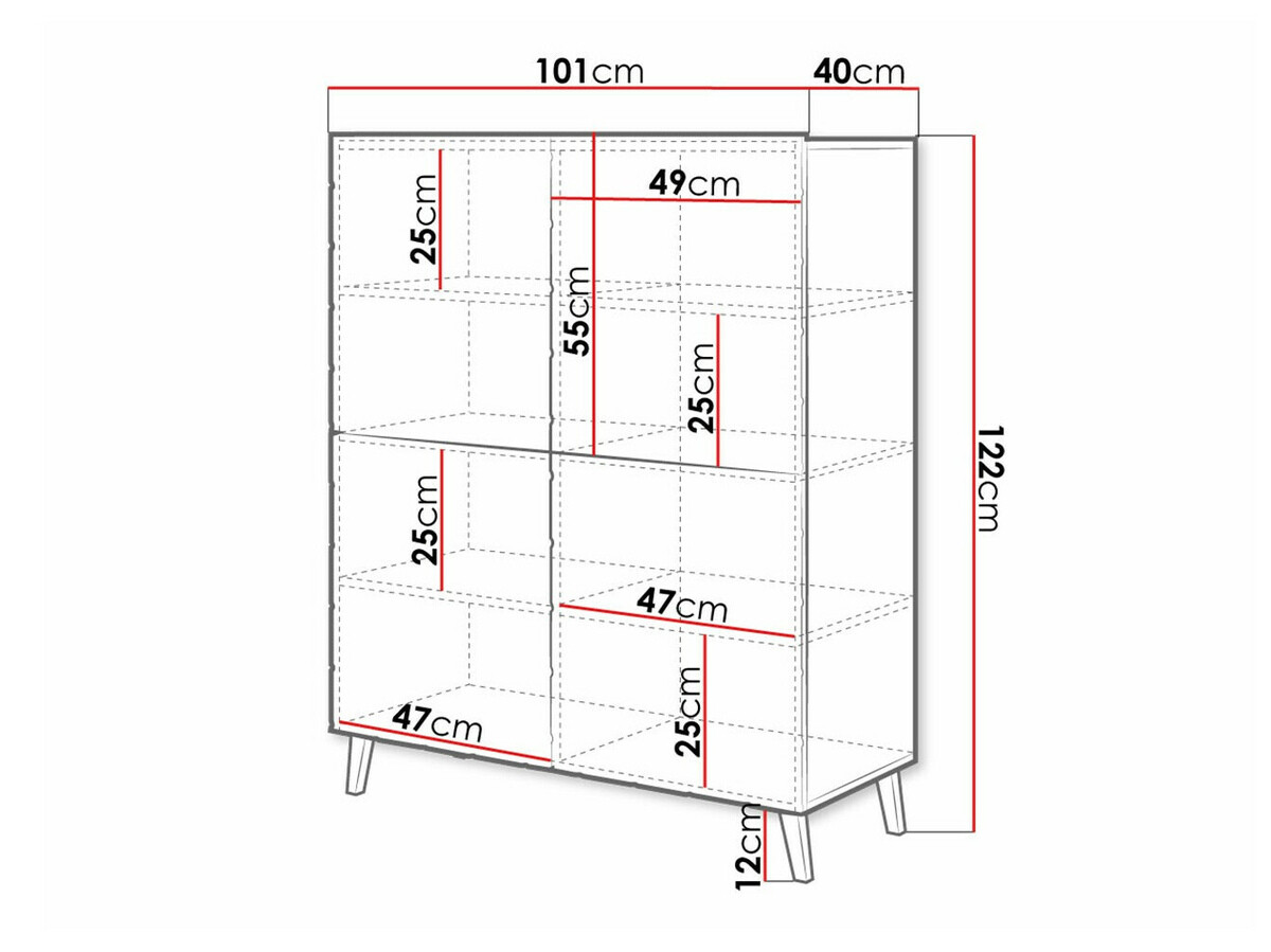 Aparador Charlotte 179 (Negro + Negro brillante)