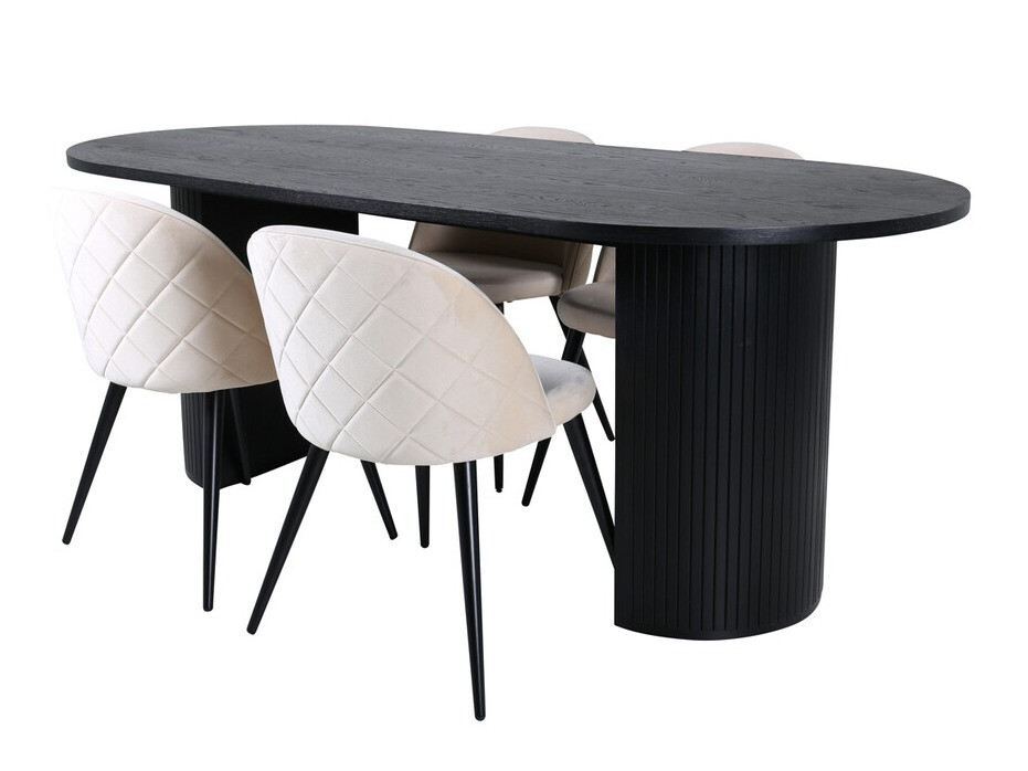 Conjunto de mesas y sillas para comedor Dallas 3321 (Negro + Beige)