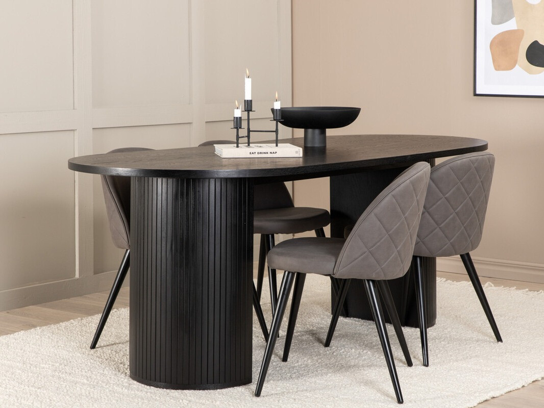 Conjunto de mesas y sillas para comedor Dallas 3321 (Negro + Gris)