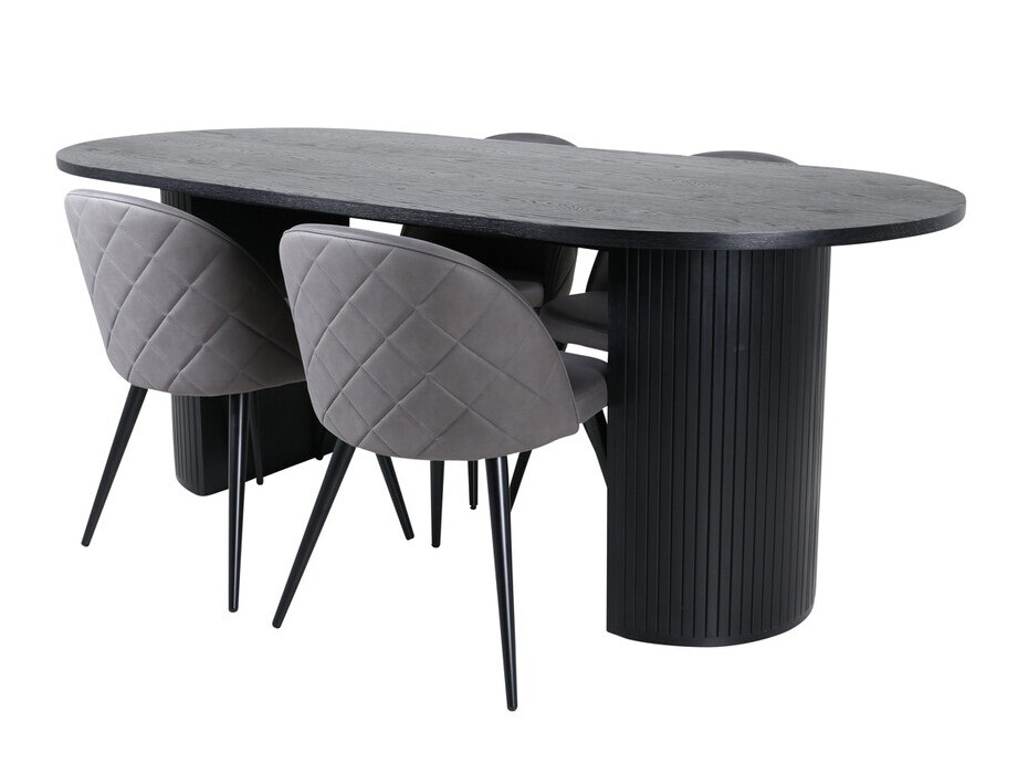 Conjunto de mesas y sillas para comedor Dallas 3321 (Negro + Gris)