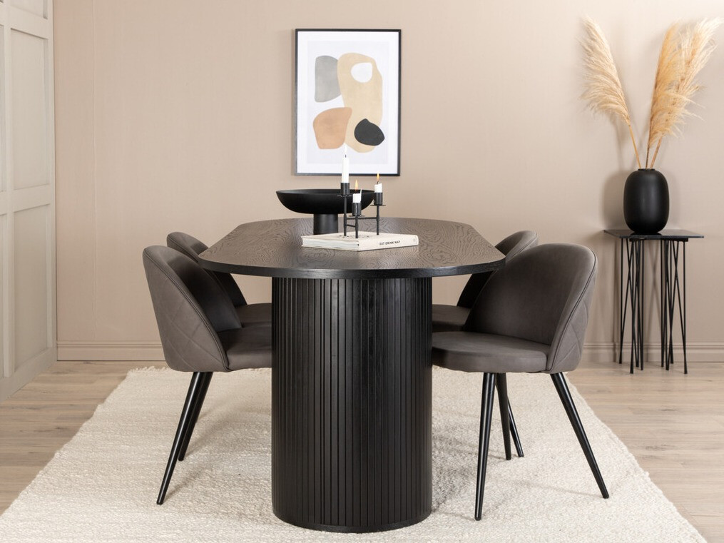 Conjunto de mesas y sillas para comedor Dallas 3321 (Negro + Gris)