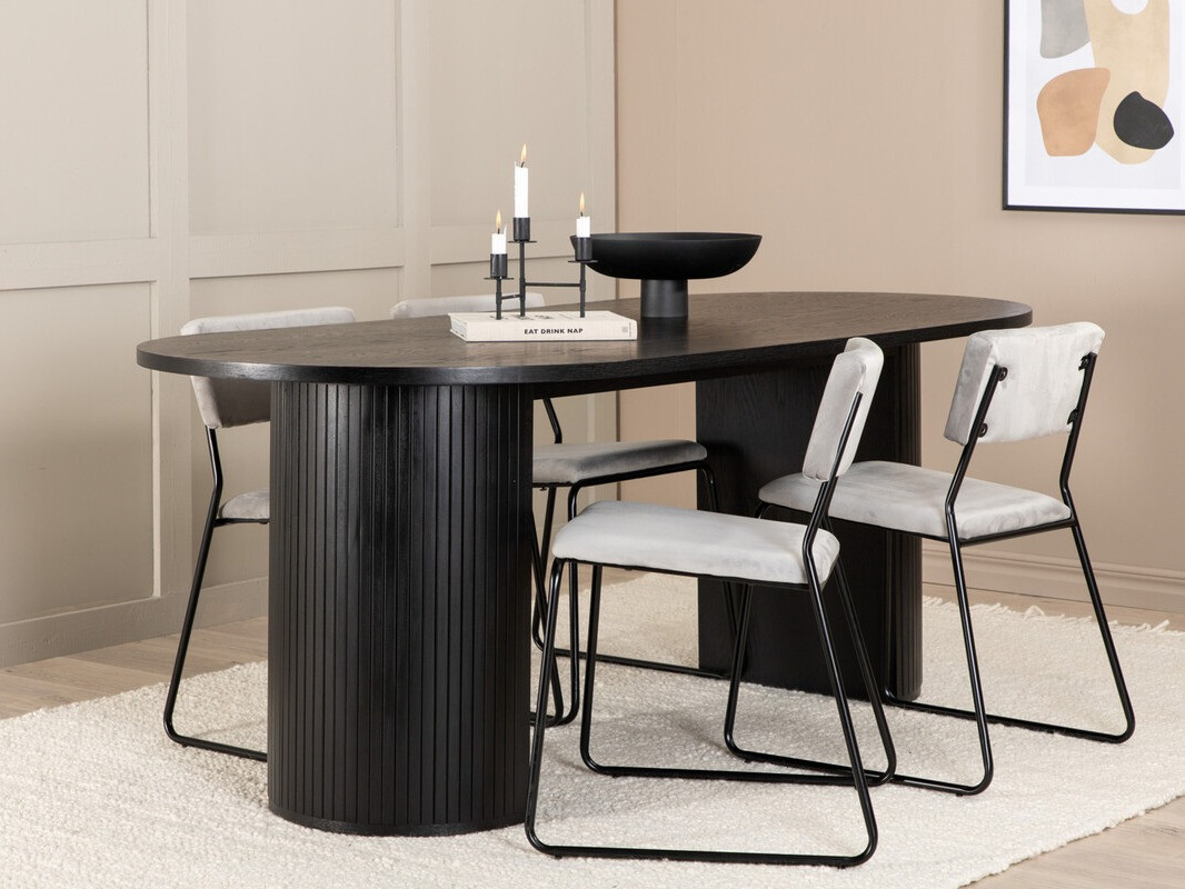 Conjunto de mesas y sillas para comedor Dallas 3322 (Negro + Gris claro)