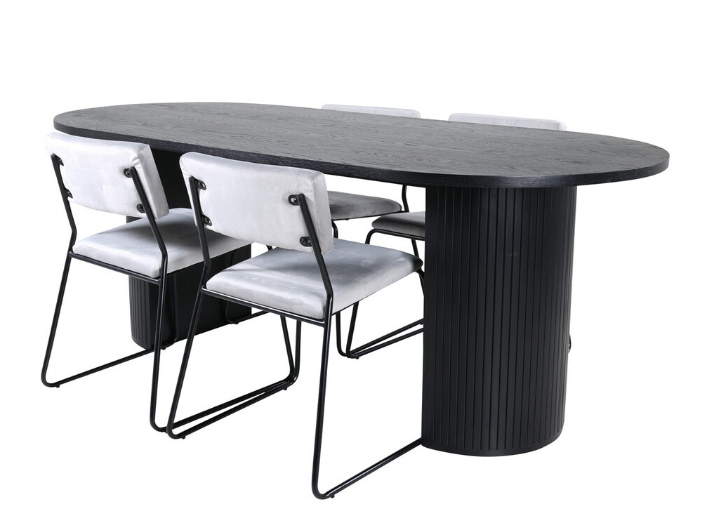 Conjunto de mesas y sillas para comedor Dallas 3322 (Negro + Gris claro)