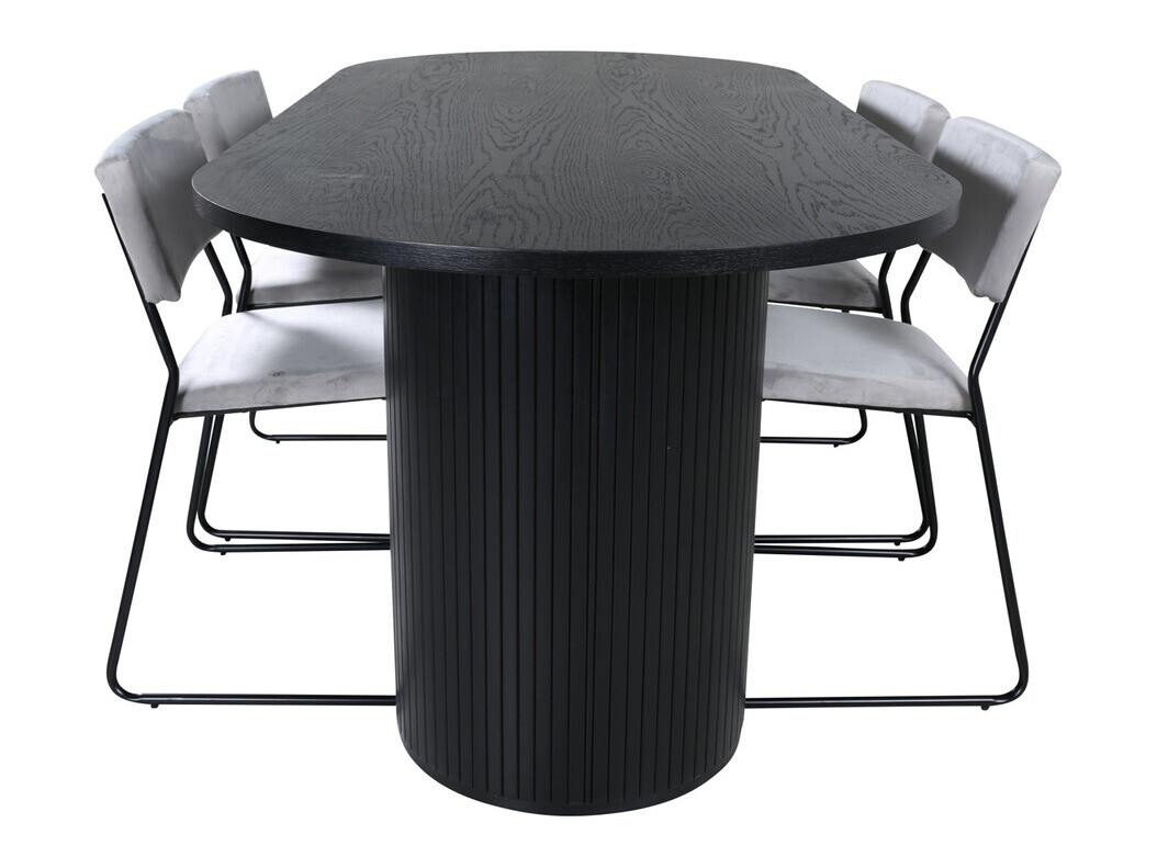 Conjunto de mesas y sillas para comedor Dallas 3322 (Negro + Gris claro)