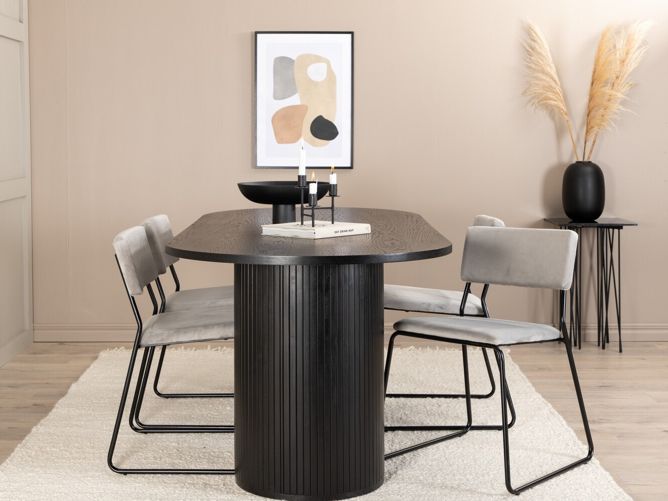 Conjunto de mesas y sillas para comedor Dallas 3322 (Negro + Gris claro)