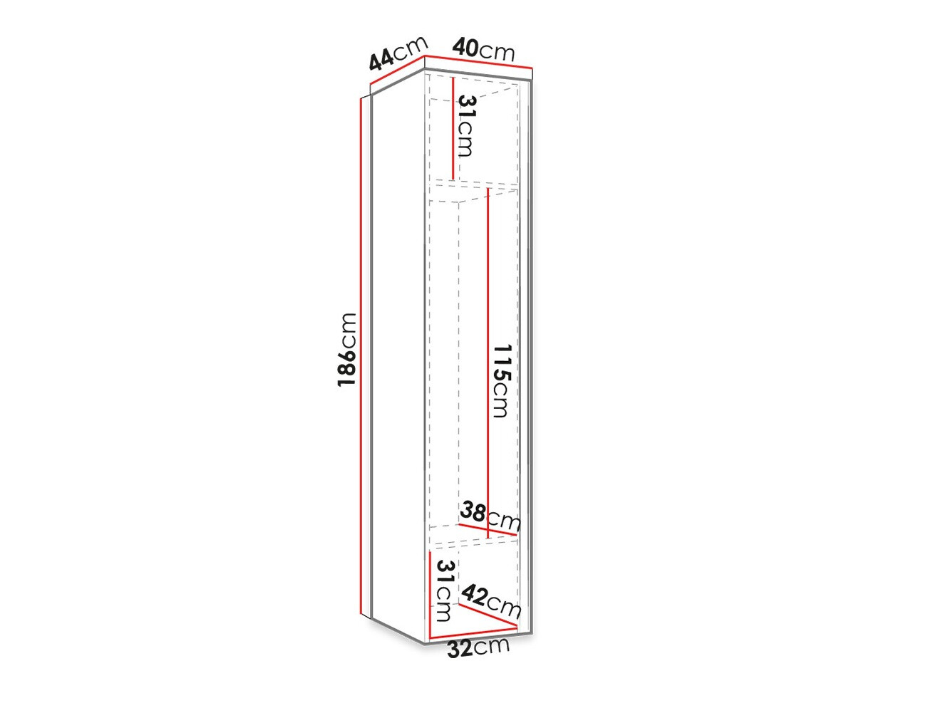 Armario Hartford 369 (Roble Artisan + Negro)