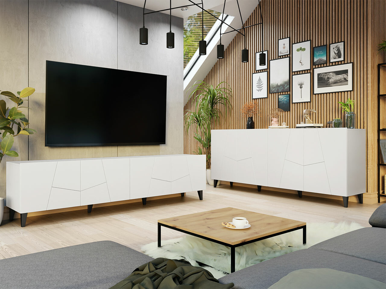 Conjunto de salón Charlotte 182 (Blanco + Negro)