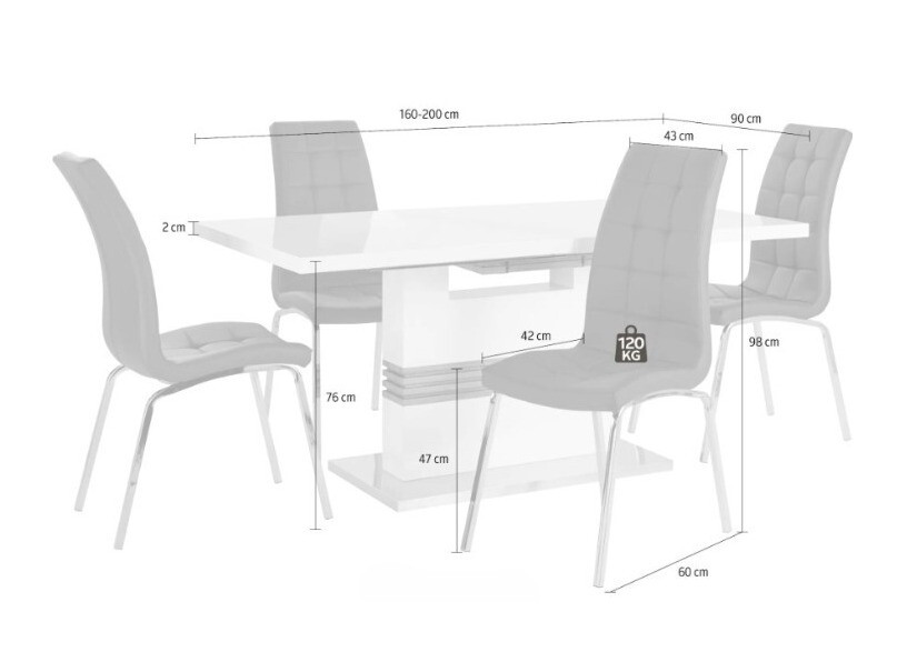 Conjunto de mesas y sillas para comedor Denton 1111 (Gris)