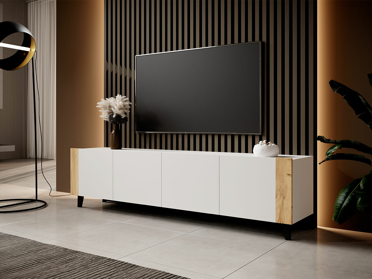 Mueble TV Charlotte 184 (Blanco + Craft roble)