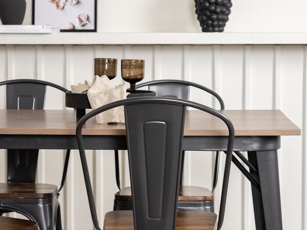 Conjunto de mesas y sillas para comedor Dallas 3366 (Nuez + Gris oscuro)