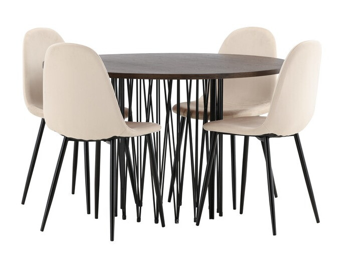 Conjunto de mesas y sillas para comedor Dallas 3370 (Negro + Beige)