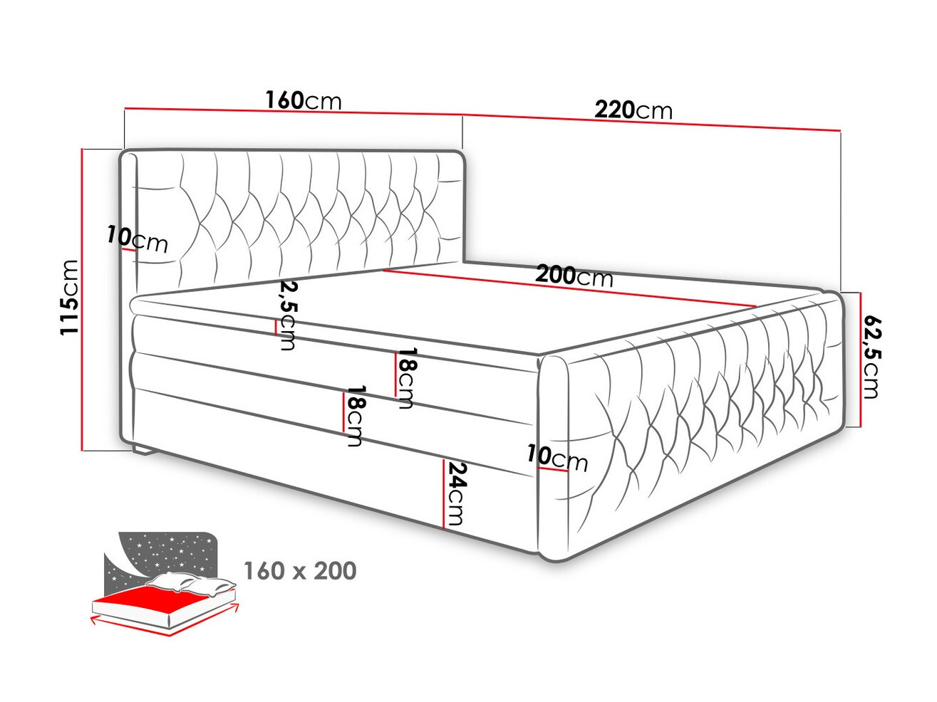 Cama continental Nashville 110 (Trinity 15)