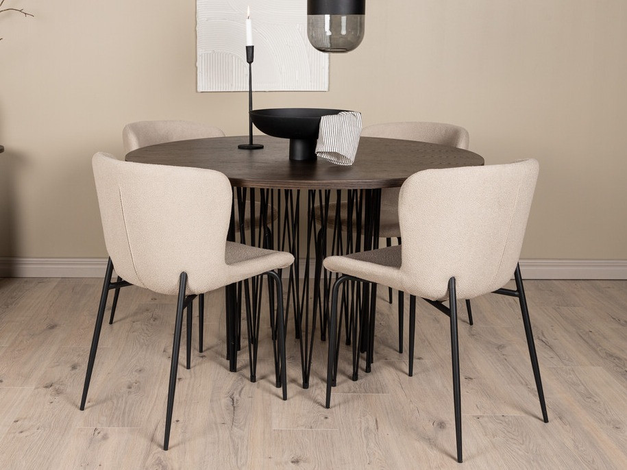 Conjunto de mesas y sillas para comedor Dallas 3379 (Beige + Negro)