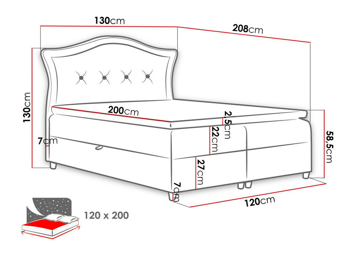 Cama continental Baltimore 135 (Magic Velvet 2206)