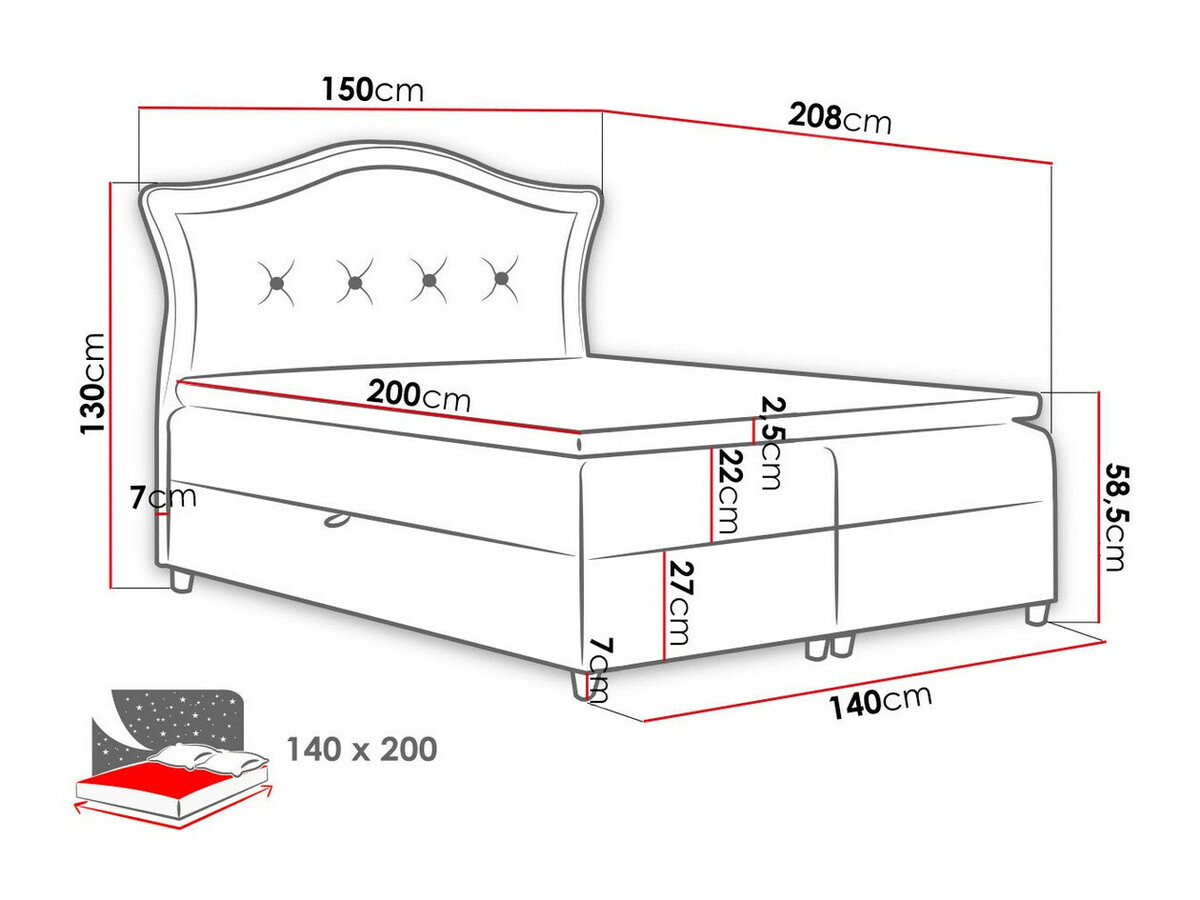 Cama continental Baltimore 135 (Magic Velvet 2206)