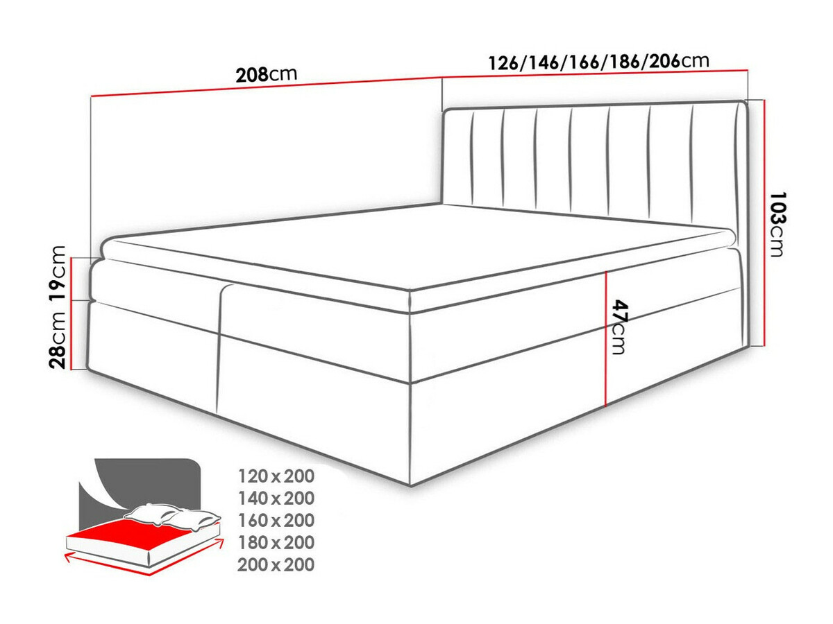 Cama continental Baltimore 125 (Soft 017 + Ikar 09)